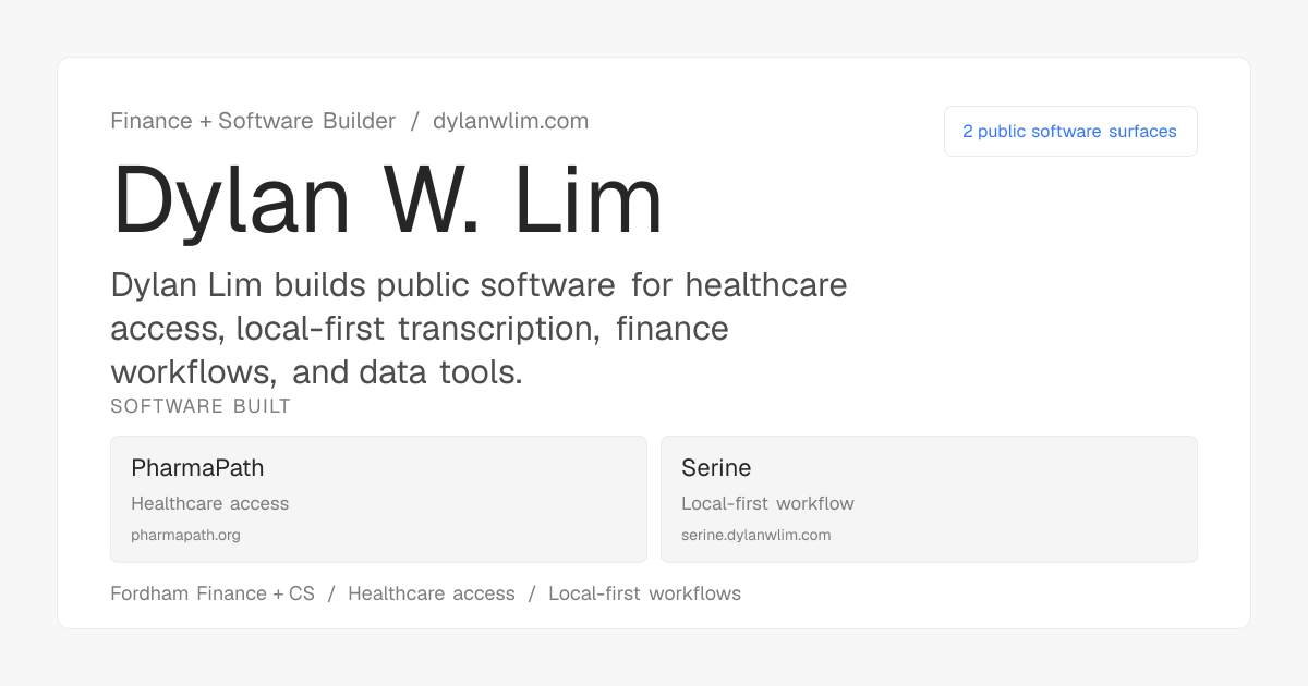 Dylan Lim | Finance + Software Builder